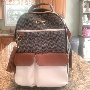 Itzy Ritzy Boss Bag Backpack – Large Boss Backpack Diaper Bag Coffee and Cream